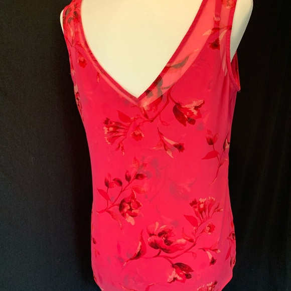 WHBM Bright Pink Double Layer Tank Top - Picture 2 of 5
